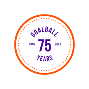 The 75 year anniversary logo for IBSA Goalball